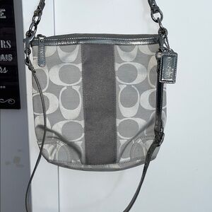 Coach Gray and Silver Shoulder Bag
